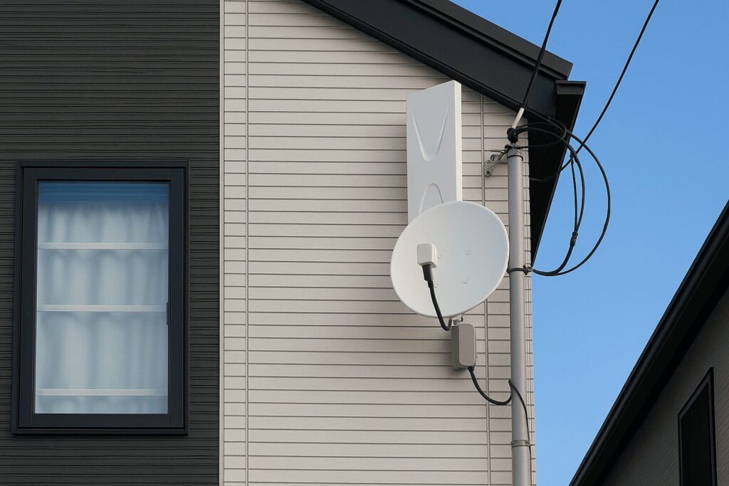 家の壁面についたアンテナ