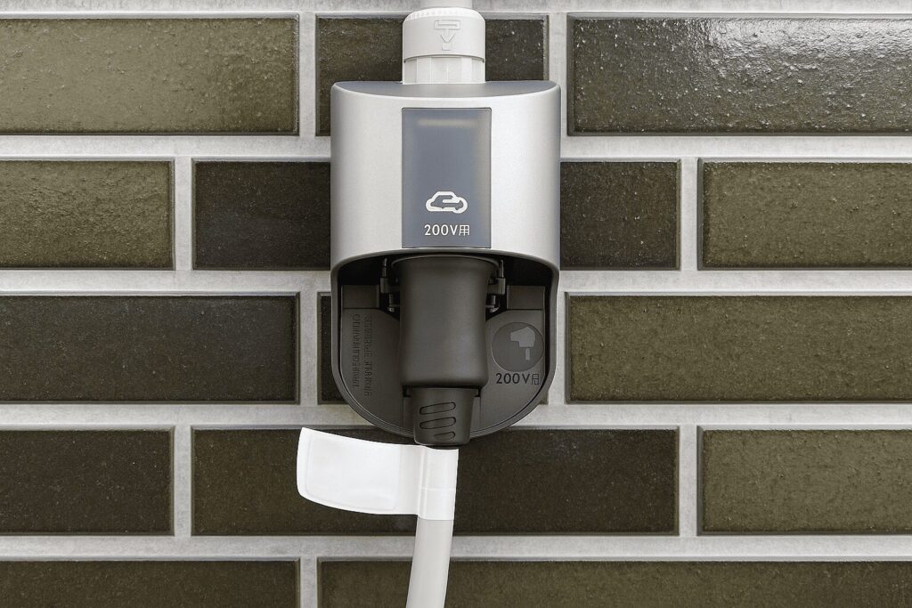電気自動車を充電する屋外用コンセント